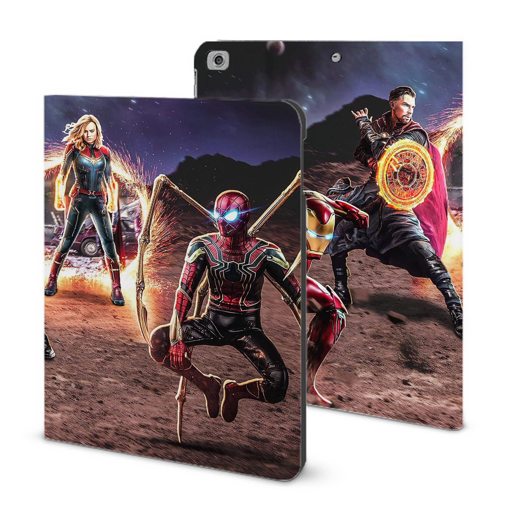（画像用） アベンジャーズ The Avengers IPad ケース ブック型 PUレザー TPU 耐衝撃 軽量 薄型 ペン収納なし 全面保護 IPad 各モデル対応